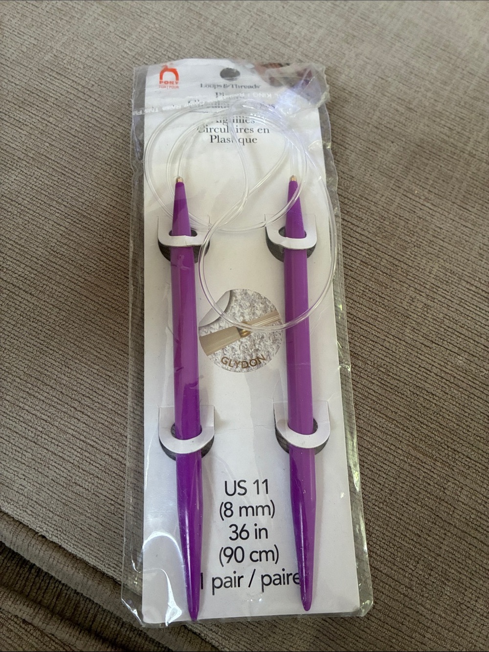 Loops & Threads Purple Circular Knitting Needles US 11 (8mm) 36in Pair